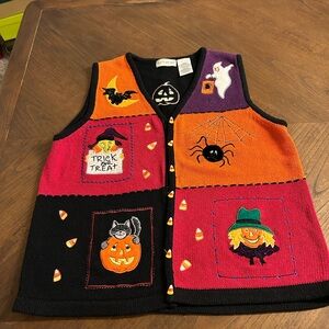 VTG Sz L White Stag Halloween Women’s Vest/Cardigan Embroidered  Halloween